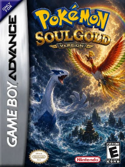 Pokemon SoulGold box art with Ho-Oh and Lugia over a stormy coast