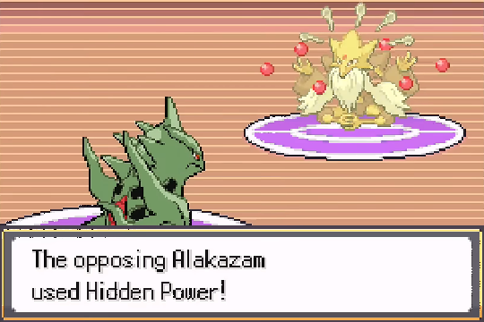 Alakazam using Hidden Power during a Pokemon SoulGold battle