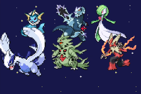 A late-game Pokemon team lineup in Pokemon SoulGold