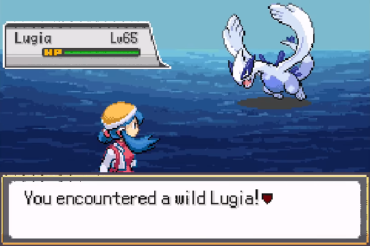Wild Lugia encounter in Pokemon SoulGold