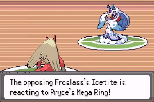 Mega Froslass appearing in a Pokemon SoulGold battle