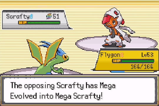 Scrafty Mega Evolving into Mega Scrafty in Pokemon SoulGold