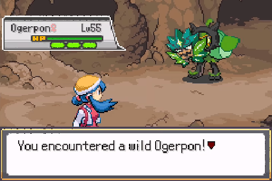 Wild Ogerpon encounter showing multiple health bars in Pokemon SoulGold