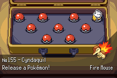 Starter case interface showing Cyndaquil as a starter option in Pokemon SoulGold