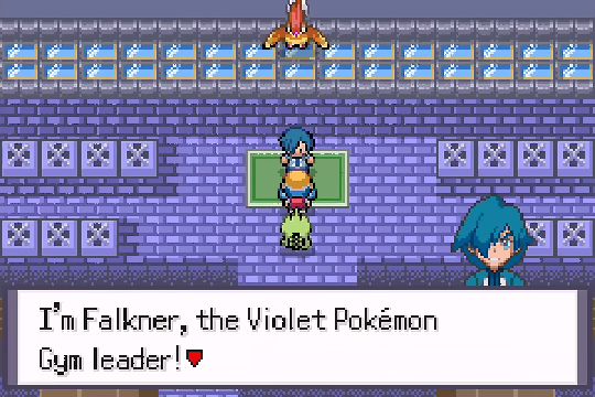 Falkner introducing himself inside Violet Gym in Pokemon SoulGold