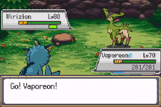 Virizion battle in Pokemon SoulGold