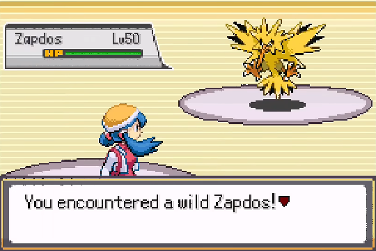 Wild Zapdos encounter in Pokemon SoulGold